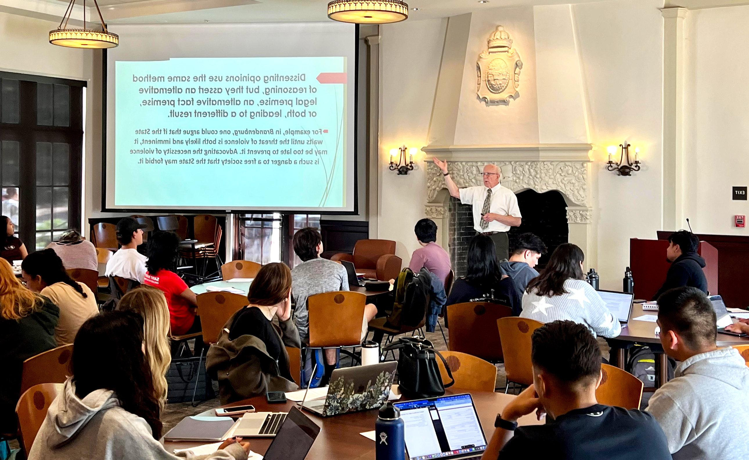 Steve Woolpert presenting How to Read a Supreme Court decision in Hagerty Lounge